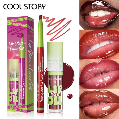 COOL STORY lip gloss and liner set