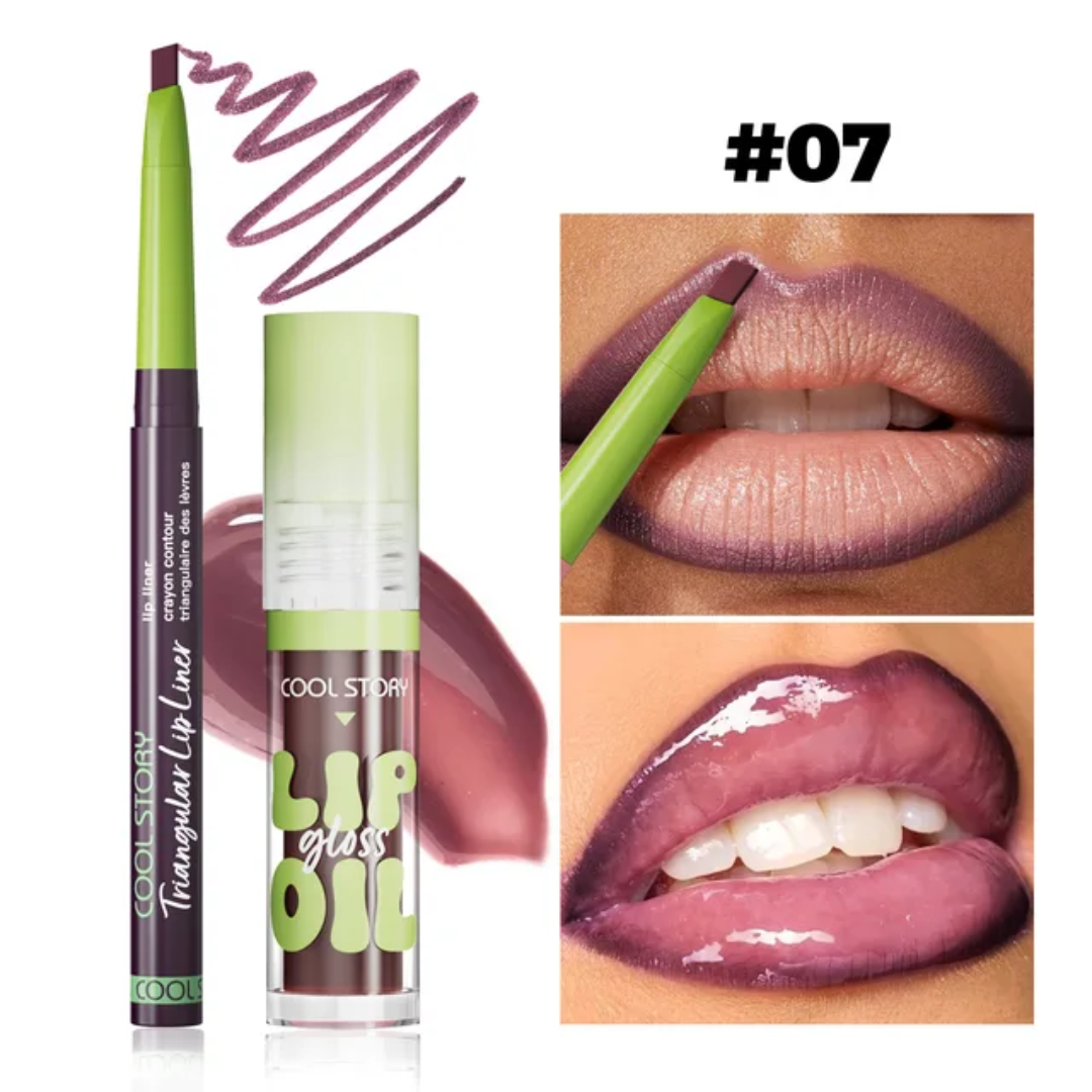 COOL STORY lip gloss and liner set