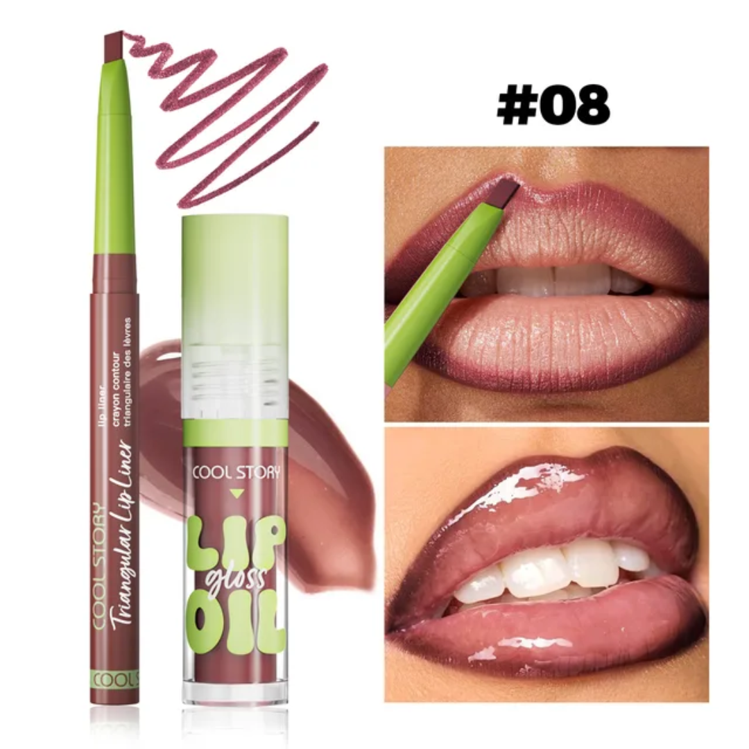 COOL STORY lip gloss and liner set